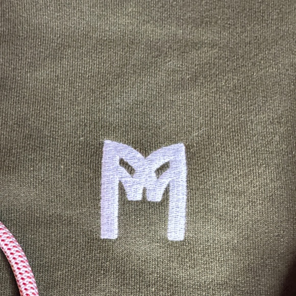 Monoprix Olive Green Hoodie with Pink Trim - Size M - Picture 3 of 5